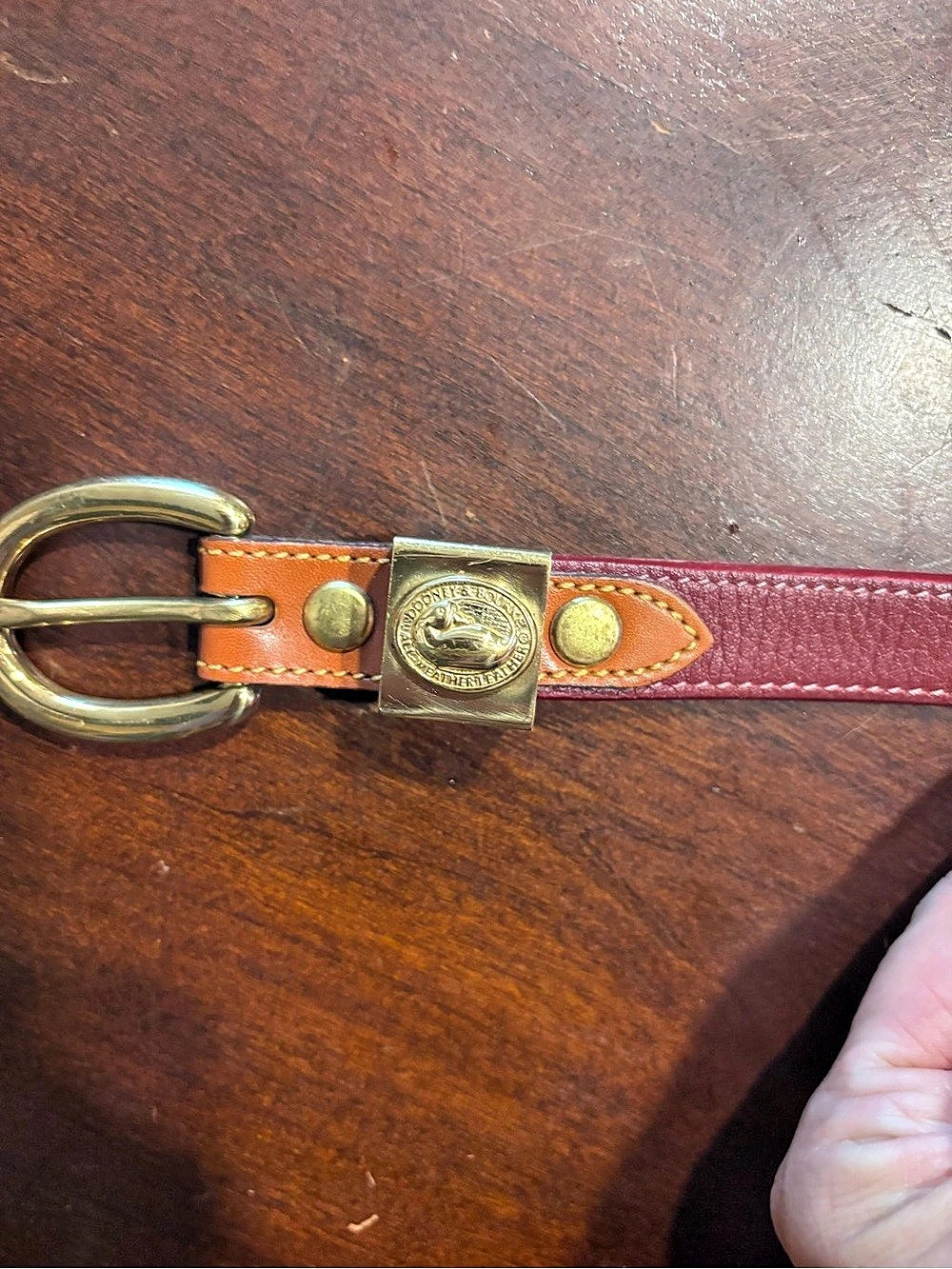 Vintage Dooney & Bourke All Weather Leather Belt Leather Belt in Red & Orange S
